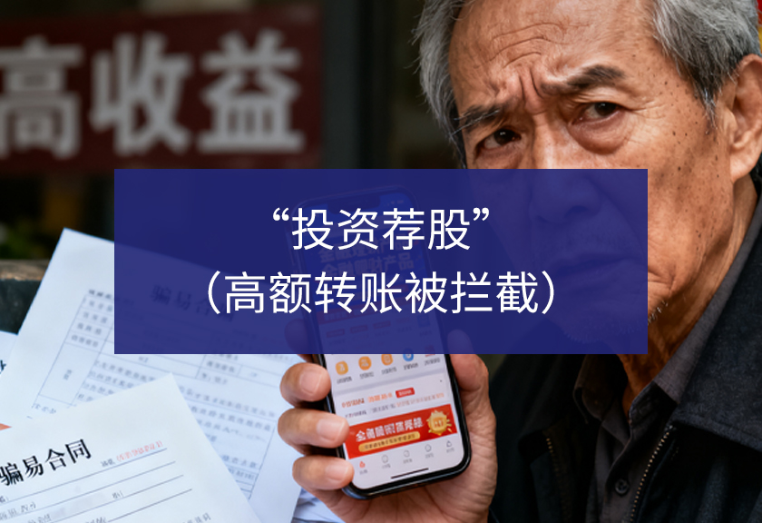 “投资荐股”（高额转账被拦截）